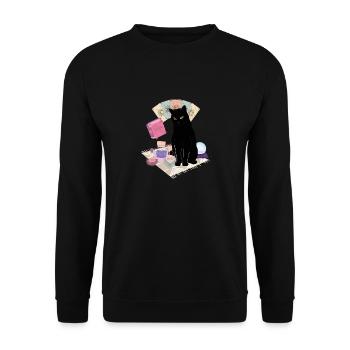 Cat, Tarot and Book of Shadows - Unisex Sweatshirt - black - Front - Alina (178cm) & Michal (187cm)