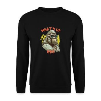 Whats Up Bro - Unisex Sweatshirt - black - Front - Alina (178cm) & Michal (187cm)