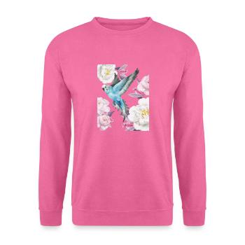 blue bird and roses - Unisex Sweatshirt - pink - Front