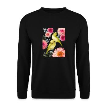 parrot and flowers 2 - Unisex Sweatshirt - black - Front - Alina (178cm) & Michal (187cm)
