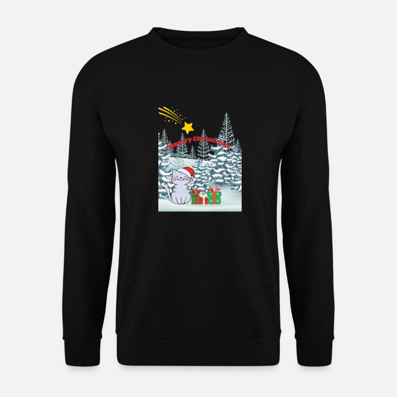 Cat in romantic Christmas landscape - Unisex Sweatshirt - black