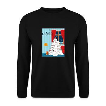 Merry Catmis - Christmas tree made of cats - Unisex Sweatshirt - black - Front - Alina (178cm) & Michal (187cm)