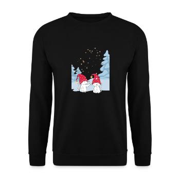 Sweet Winter Cats Love - Cat Love in the Snow - Unisex Sweatshirt - black - Front - Alina (178cm) & Michal (187cm)
