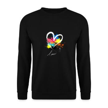 Discover: Vibrant Heart Design with Bold Colours - Unisex Sweatshirt - black - Front - Alina (178cm) & Michal (187cm)