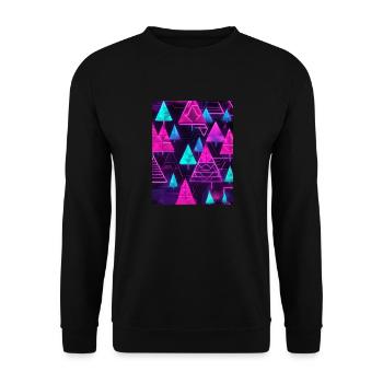 Neon-Tannenbäume im Cyberpunk-Stil - Unisex Pullover - Schwarz - Vorne - Alina (178cm) & Michal (187cm)