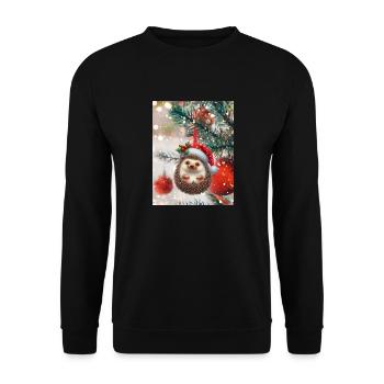 Weihnachtlicher Igel: Süßer Weihnachts-Look - Unisex Pullover - Schwarz - Vorne - Alina (178cm) & Michal (187cm)