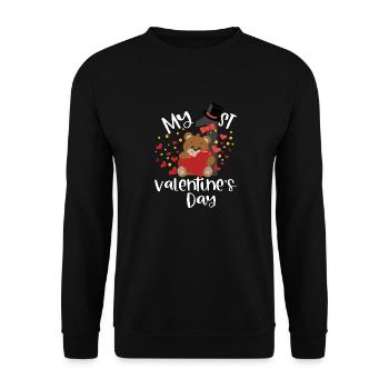 xoxo love you amore Blumen Frauen Valentinstag 14 - Unisex Pullover - Schwarz - Vorne - Alina (178cm) & Michal (187cm)