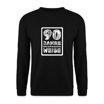 Age 90 - Unisex Sweatshirt - black - Front - Alina (178cm) & Michal (187cm)