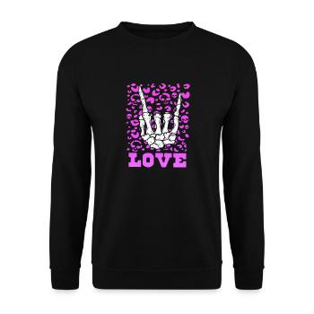 xoxo love you amore Blumen Frauen Valentinstag 14 - Unisex Pullover - Schwarz - Vorne - Alina (178cm) & Michal (187cm)