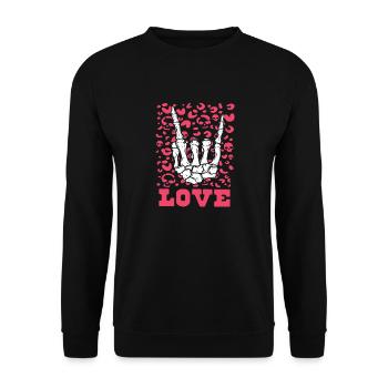 xoxo love you amore Blumen Frauen Valentinstag 14 - Unisex Pullover - Schwarz - Vorne - Alina (178cm) & Michal (187cm)