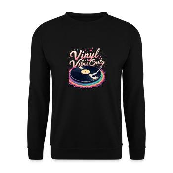 Vinyl vibes only - Unisex Sweatshirt - black - Front - Alina (178cm) & Michal (187cm)