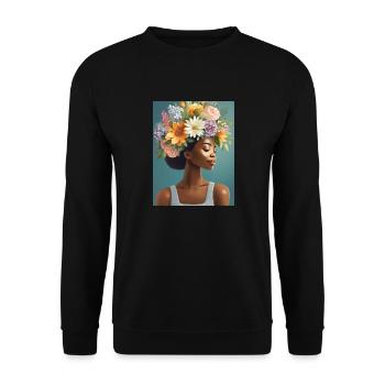 Flower Crown 3 - Unisex Sweatshirt - black - Front - Alina (178cm) & Michal (187cm)