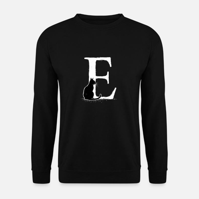 Buchstabe E mit Katze - Unisex Pullover - Schwarz