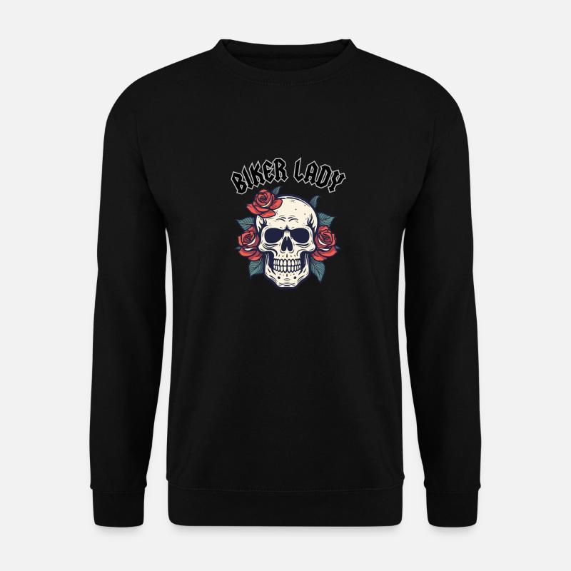 BIKER LADY WITH ROSE - Unisex Sweatshirt - black