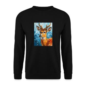 Image de cerf - Sweat-shirt Unisexe - noir - Devant - Alina (178cm) & Michal (187cm)