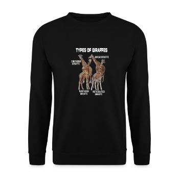 ARTEN VON GIRAFFEN Lustige Giraffenrassen Vintage - Unisex Pullover - Schwarz - Vorne - Alina (178cm) & Michal (187cm)