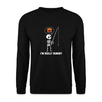 I'm Reelly Hungry - Unisex Sweatshirt - black - Front - Alina (178cm) & Michal (187cm)