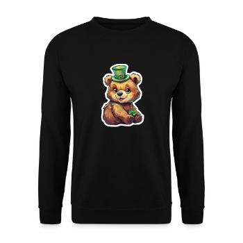 St. Patrick‘s Day Bär Geschenk - Unisex Pullover - Schwarz - Vorne - Alina (178cm) & Michal (187cm)