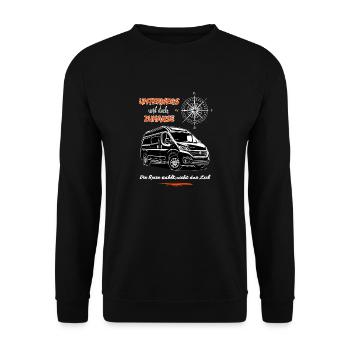 Camping van camping-car dicton avec boussole - Sweat-shirt Unisexe - noir - Devant - Alina (178cm) & Michal (187cm)