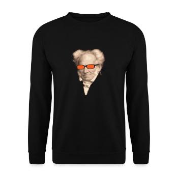 Arthur Schopenhauer avec des lunettes orange - Sweat-shirt Unisexe - noir - Devant - Alina (178cm) & Michal (187cm)