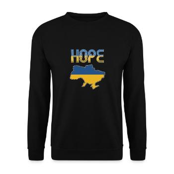 Hoffnung für die Ukraine – Patriotisches Unterstützungsdesign - Unisex Pullover - Schwarz - Vorne - Alina (178cm) & Michal (187cm)