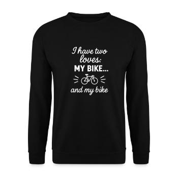 I love cycling,cycling,cyclist,humor - Unisex Sweatshirt - black - Front - Alina (178cm) & Michal (187cm)