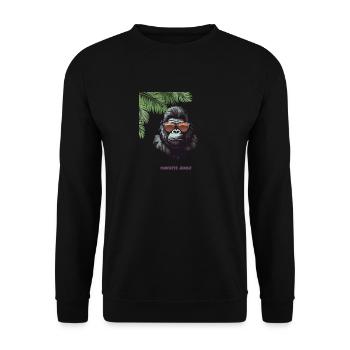 “Concrete Jungle“ Streetwear - Unisex Pullover - Schwarz - Vorne - Alina (178cm) & Michal (187cm)