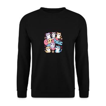 Cat Kitten Cartoon Gift - Unisex Sweatshirt - black - Front - Alina (178cm) & Michal (187cm)