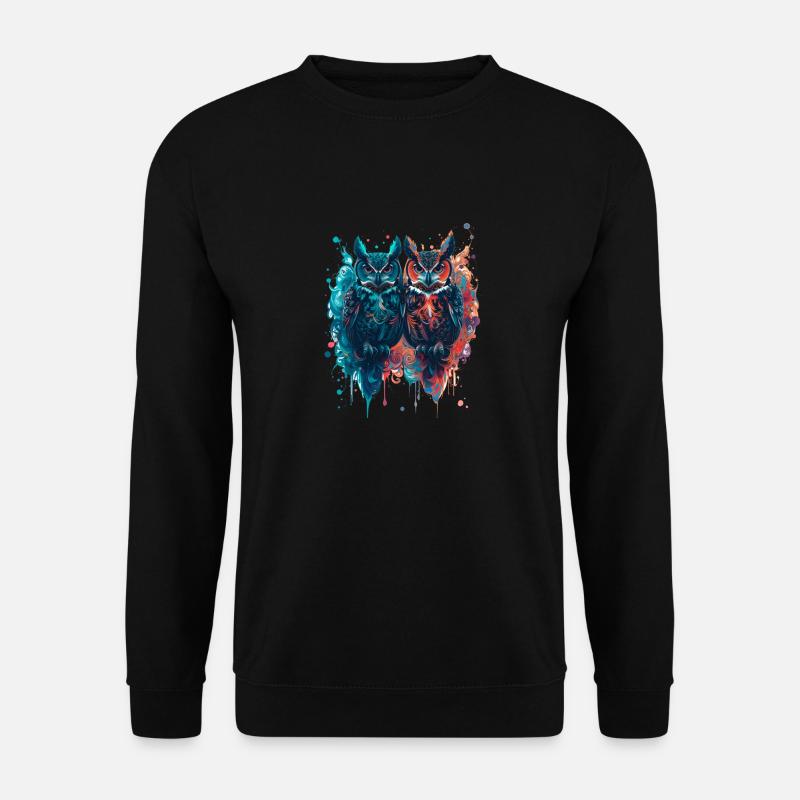 Tinte,Eulen,illustration,malerei,graffiti,Eule - Unisex Pullover - Schwarz