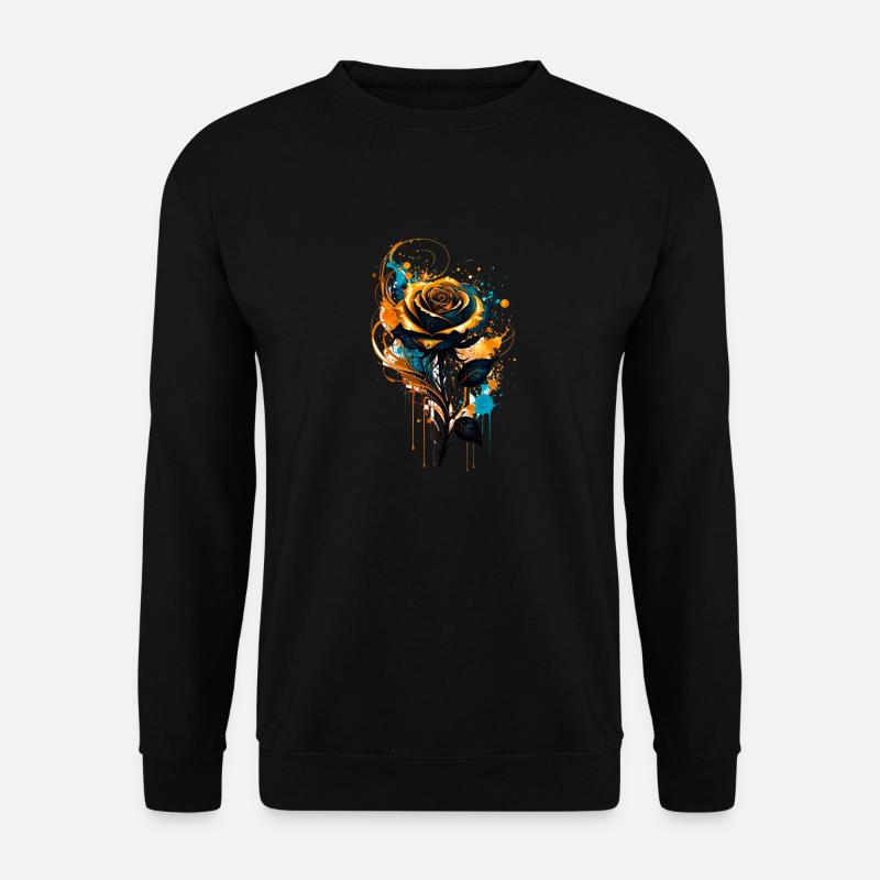 tinte,gold,Rose,illustration,malerei,graffiti - Unisex Pullover - Schwarz