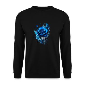 ink, blue rose, illustration, painting, graffiti - Unisex Sweatshirt - black - Front - Alina (178cm) & Michal (187cm)
