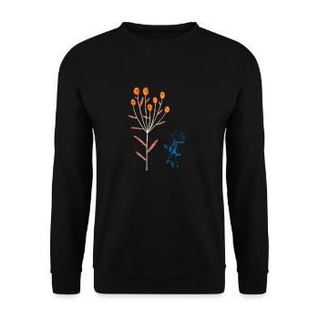 Neonblüten und blaue Quallen - Unisex Pullover - Schwarz - Vorne - Alina (178cm) & Michal (187cm)