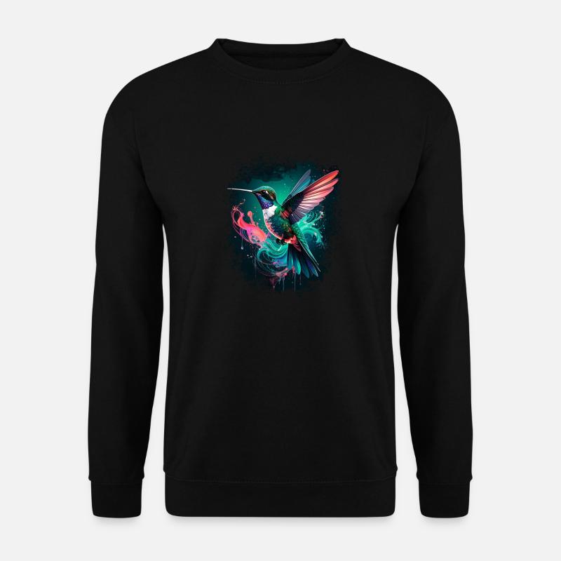 kolibri,vogel, illustration,bunt,graffiti - Unisex Pullover - Schwarz
