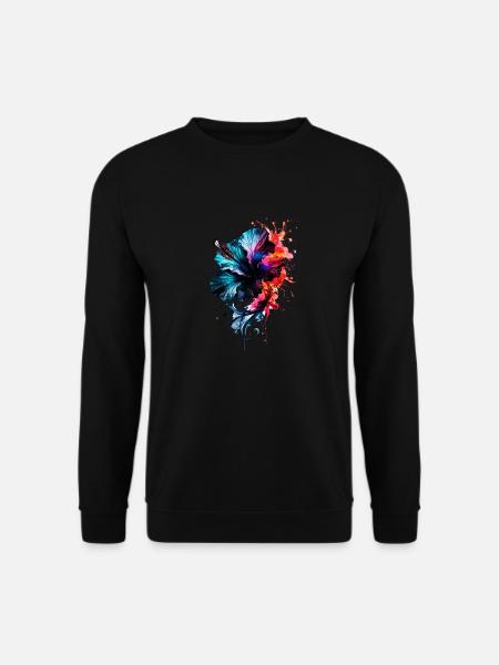 ink,hibiscus,illustration,painting,graffiti,flower - Unisex Sweatshirt - black