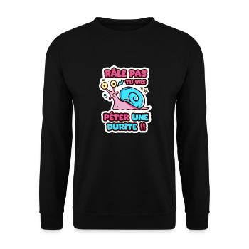 Râle pas tu vas péter une durite humour sticker - Sweat-shirt Unisexe - noir - Devant - Alina (178cm) & Michal (187cm)