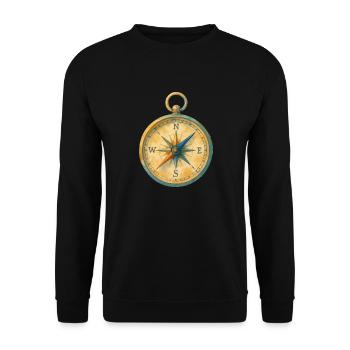 Boussole Aquarelle - Sweat-shirt Unisexe - noir - Devant - Alina (178cm) & Michal (187cm)