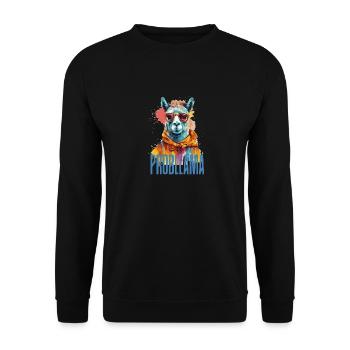No Probllama Lama No Problem - Unisex Pullover - Schwarz - Vorne - Alina (178cm) & Michal (187cm)