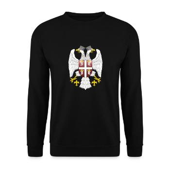 Wappen Serbien - Unisex Pullover - Schwarz - Vorne - Alina (178cm) & Michal (187cm)