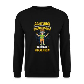Schulanfang Einschulung 1 Klasse Grundschule - Unisex Pullover - Schwarz - Vorne - Alina (178cm) & Michal (187cm)
