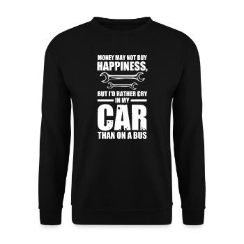Autos Autos Autoliebhaber Geschenk - Unisex Pullover - Schwarz - Vorne - Alina (178cm) & Michal (187cm)
