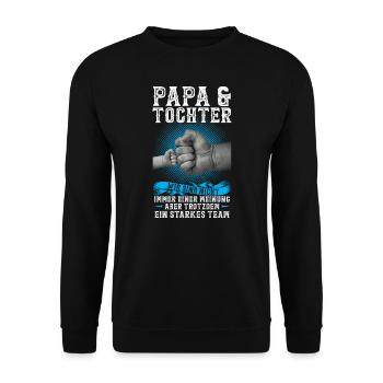 Papa & Tochter Familie Papa Geschenk - Unisex Pullover - Schwarz - Vorne - Alina (178cm) & Michal (187cm)