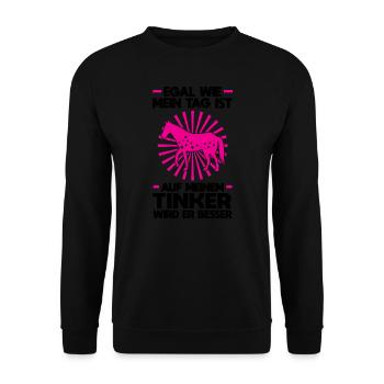Tinker Pferd Pferde Geschenk - Unisex Pullover - Schwarz - Vorne - Alina (178cm) & Michal (187cm)