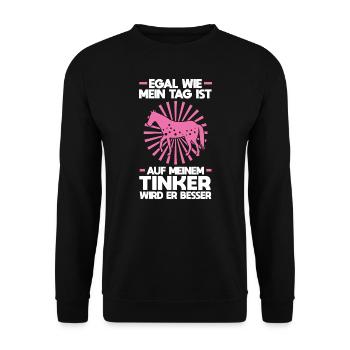 Tinker Pferd Reiter Geschenk - Unisex Pullover - Schwarz - Vorne - Alina (178cm) & Michal (187cm)