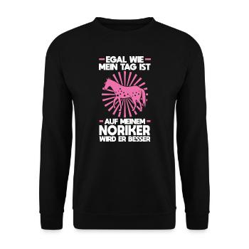 Noriker Pferd Pferdesport Geschenk - Unisex Pullover - Schwarz - Vorne - Alina (178cm) & Michal (187cm)