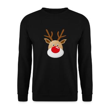 Rudolf Rentier mit der roten Nase Weihnachten - Unisex Pullover - Schwarz - Vorne - Alina (178cm) & Michal (187cm)