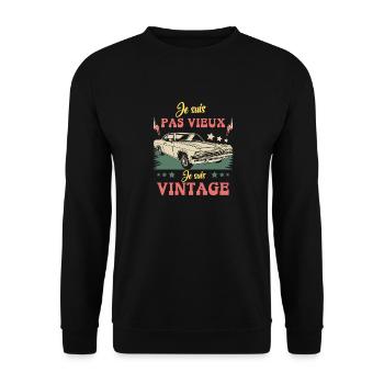 Je suis pas vieux je suis vintage - Sweat-shirt Unisexe - noir - Devant - Alina (178cm) & Michal (187cm)