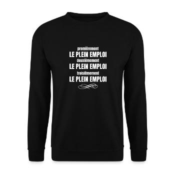 le plein emploi - Sweat-shirt Unisexe - noir - Devant - Alina (178cm) & Michal (187cm)