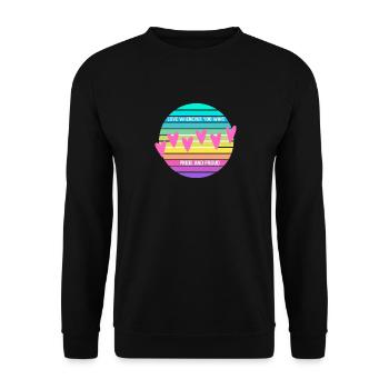 Liebe Regenbogen LGBT Pride LOVE WHENEVER YOU WANT - Unisex Pullover - Schwarz - Vorne - Alina (178cm) & Michal (187cm)