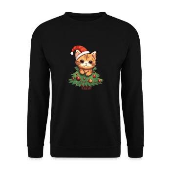 Chat de Noël - Chat mignon dans le sapin de Noël - Sweat-shirt Unisexe - noir - Devant - Alina (178cm) & Michal (187cm)