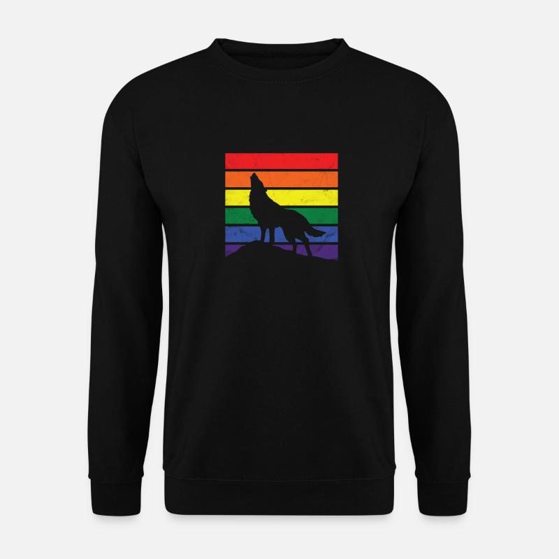 Wolf LGBT Geschenk Silhouette Regenbogen Toleranz - Unisex Pullover - Schwarz